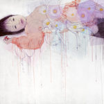 「A Girl With a Past」97.0×145.5cm mineral pigments, silver paper, Japanese paper