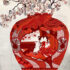 「晴信の赤絵壺に桜」72.7×60.6cm, Japanese paper, mineral pigments, acrylic gouache, sumi ink, goldpaint, silver leaves