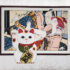 「招き猫と二人/ Beckoning Cat and Lovers」22.0×27.3cm, Japanese paper, mineral pigment, silver leaves